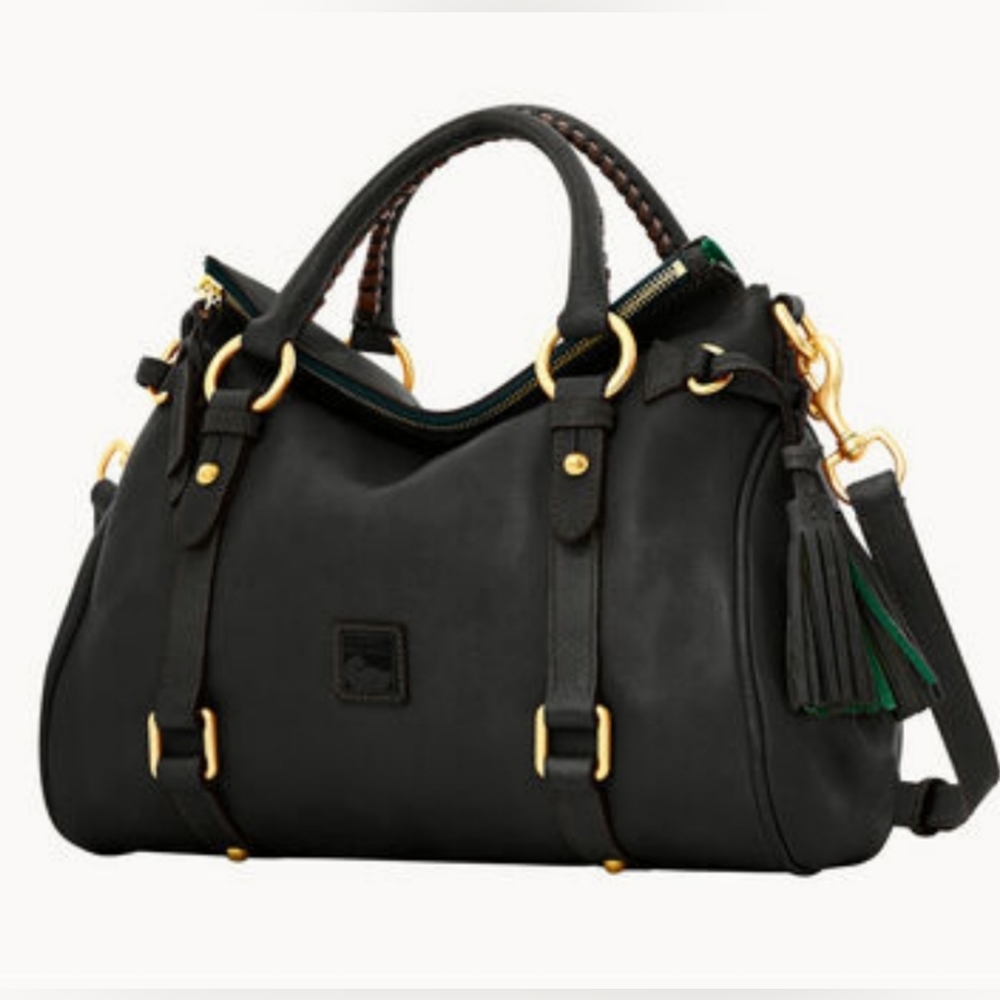 DOONEY & BOURKE Florentine Leather Small Satchel Crossbody Bag NWOT Black - Picture 2 of 16
